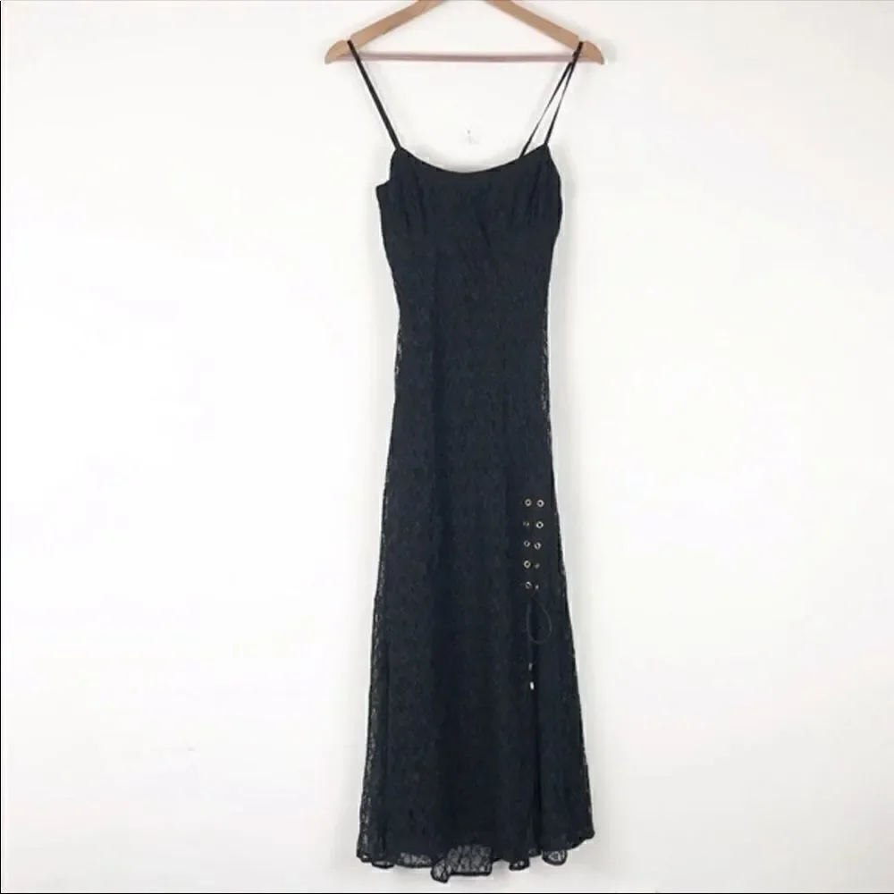 Free People Cherie Black Lace Midi Dress Size S
